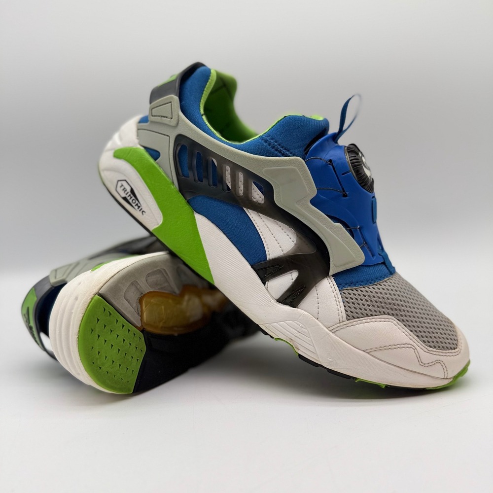 Puma Disc Blaze Trinomic Mens 11 Blue Green White Sneakers *Like New W/A Box *